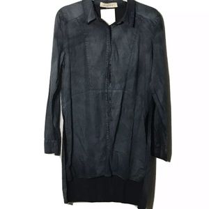 Review Button Down High Low Tunic Shirt Size S